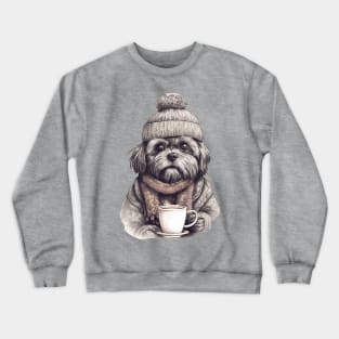 dog and coffee Crewneck Sweatshirt